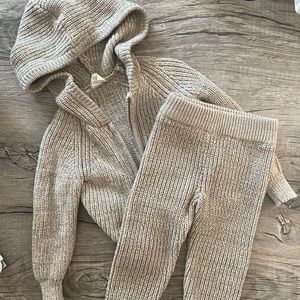 Goumi Pecan Knit Hoodie & Pants set - 3-6 (hoodie) and 6-12 (pants)